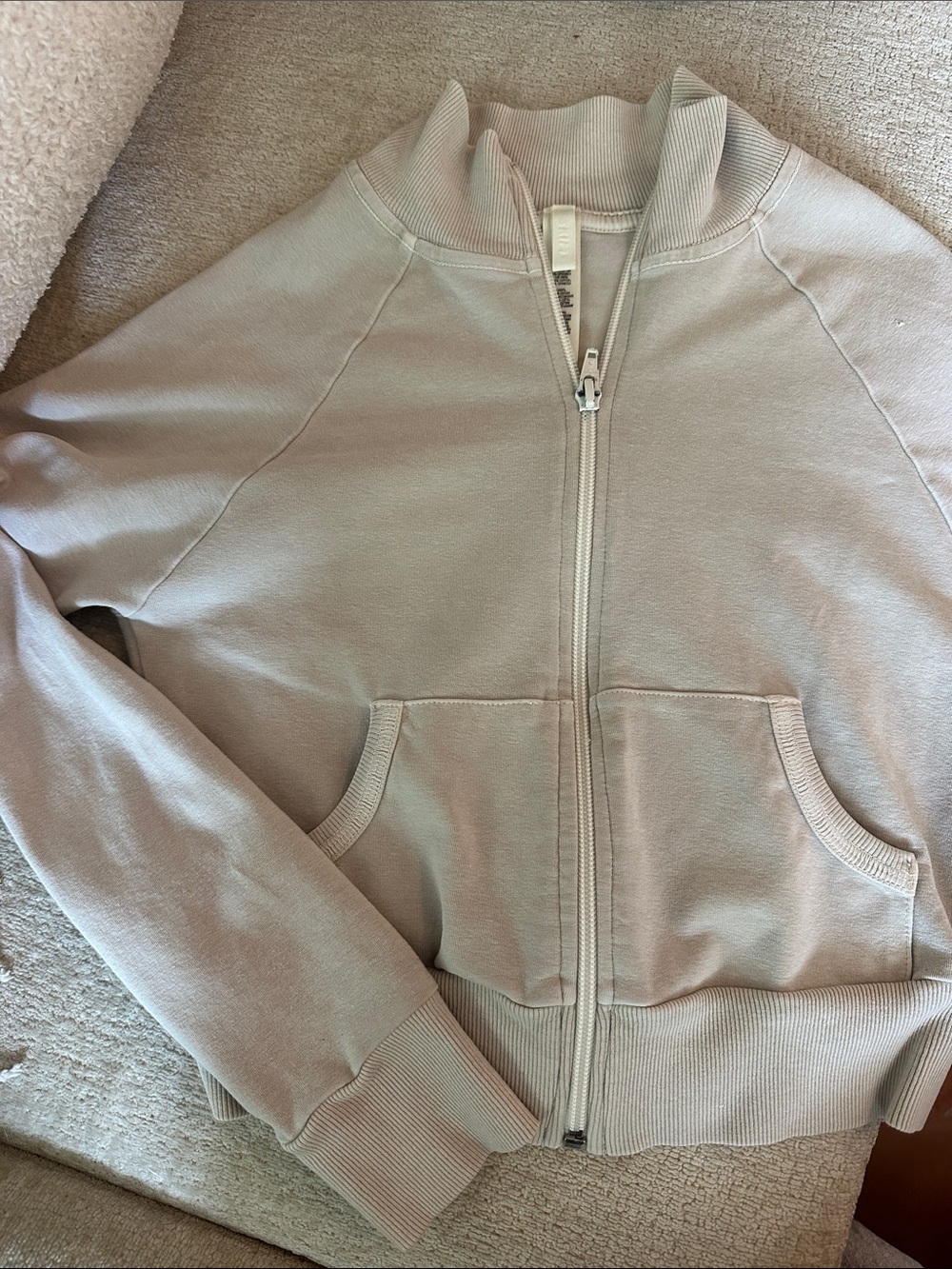 Skims Cotton Set: Leggings + Zip Up - Light Beige